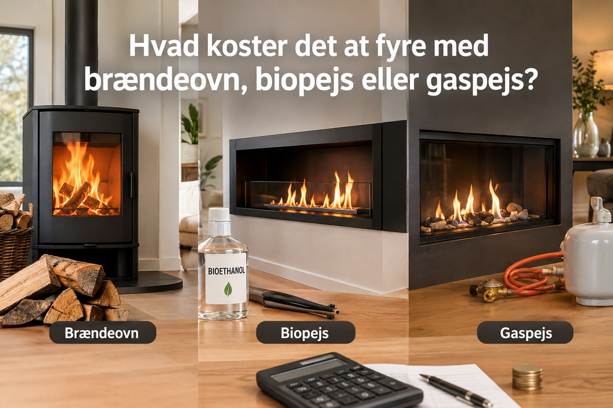 Hvad koster det at fyre med brændeovn, biopejs eller gaspejs?