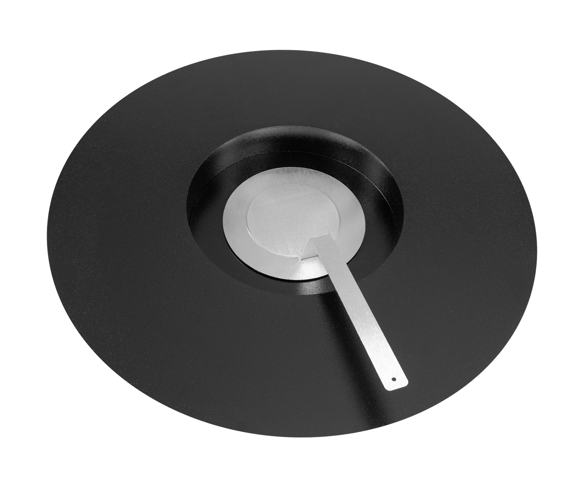 sort rund biopejs med slukkeskinne på sløret baggrund