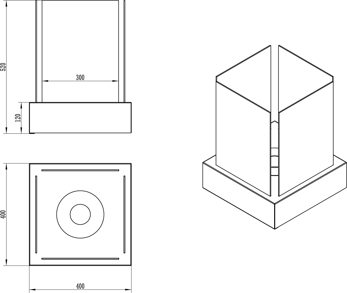 tegning af sort biopejs gulv model