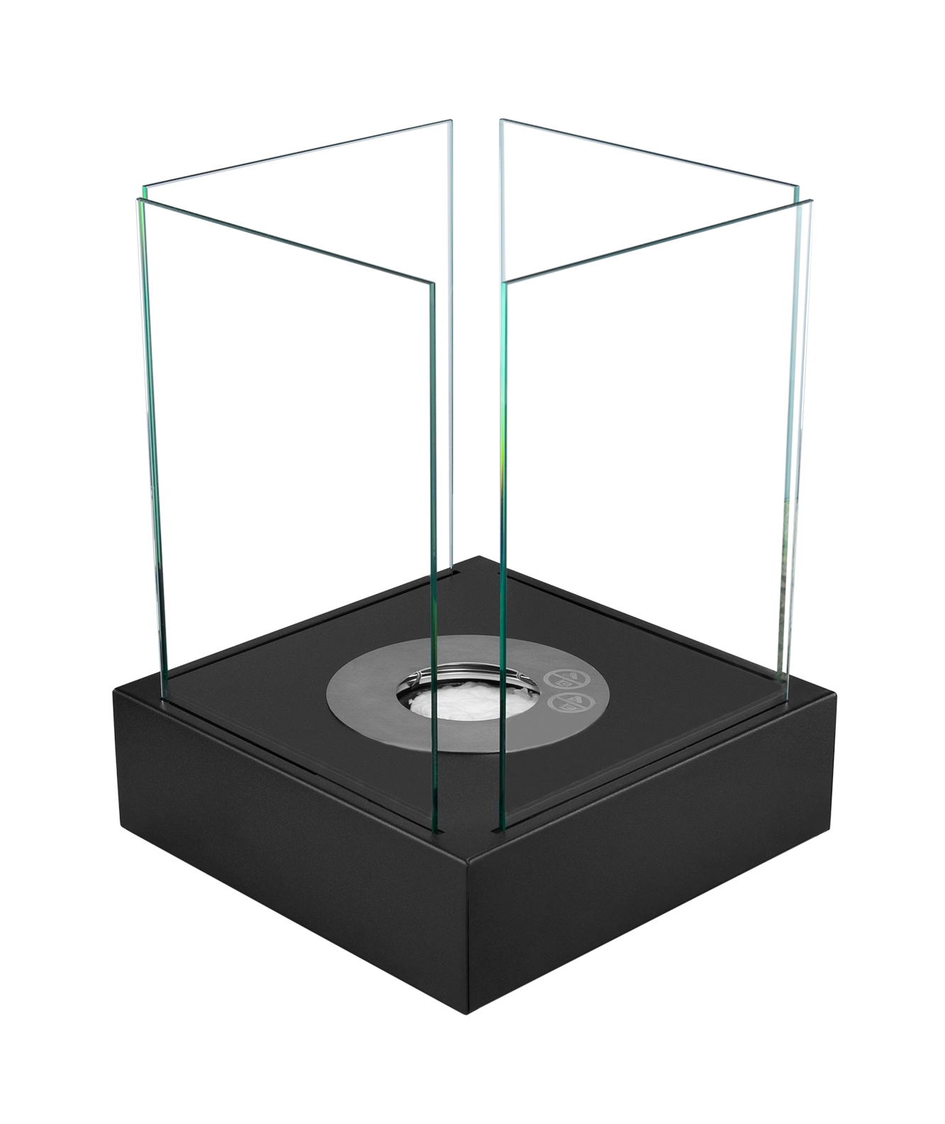 fritstående sort have biopejs med frontglas på sløret baggrund