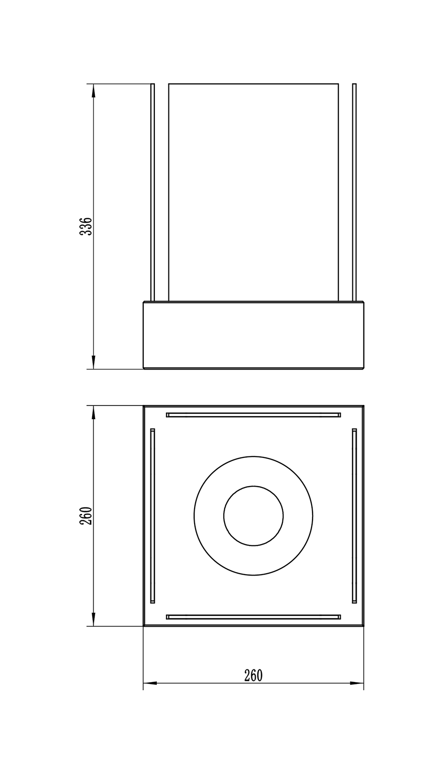 tegning af sort fritstående have biopejs