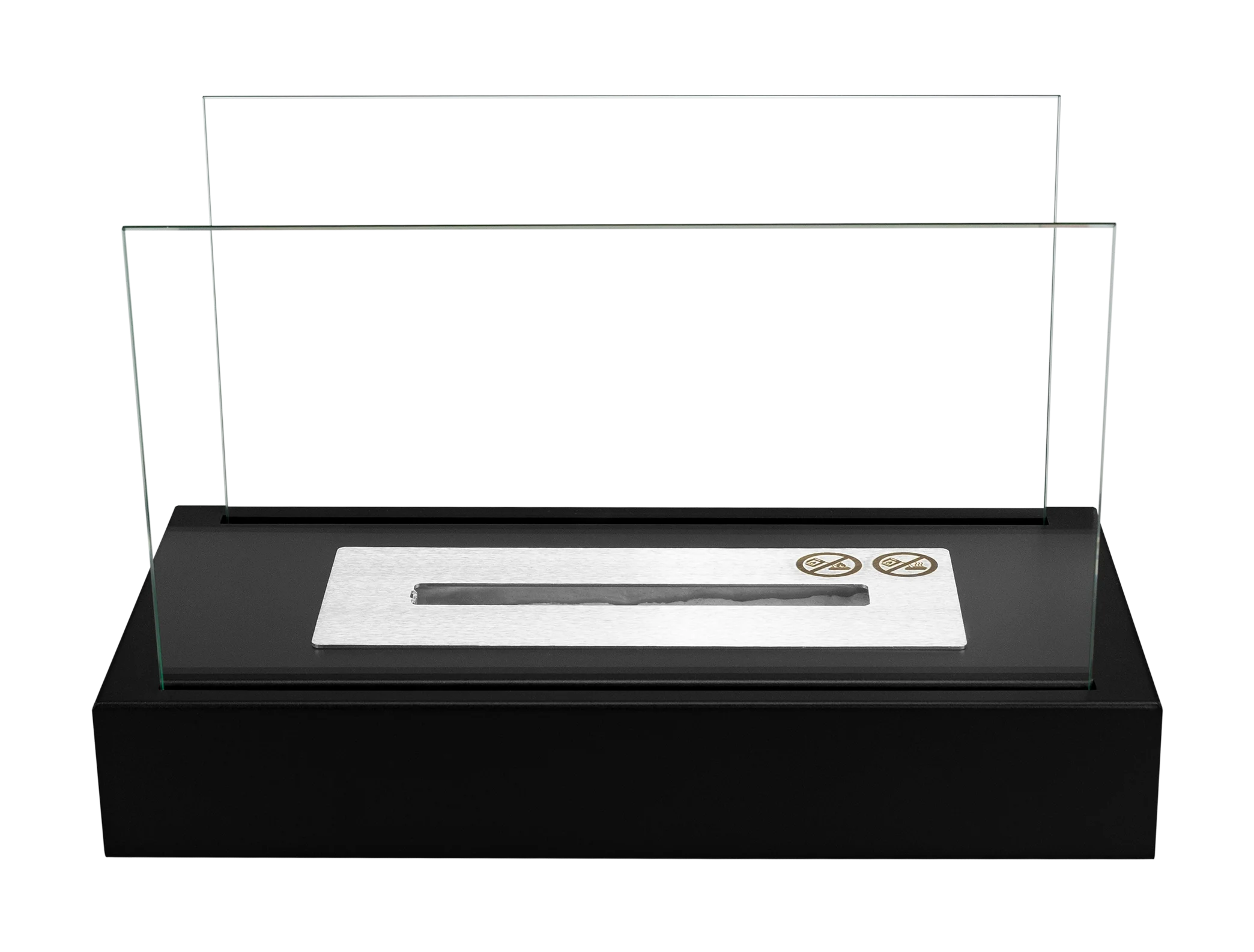 sort bord biopejs med sideglas på sløret baggrund