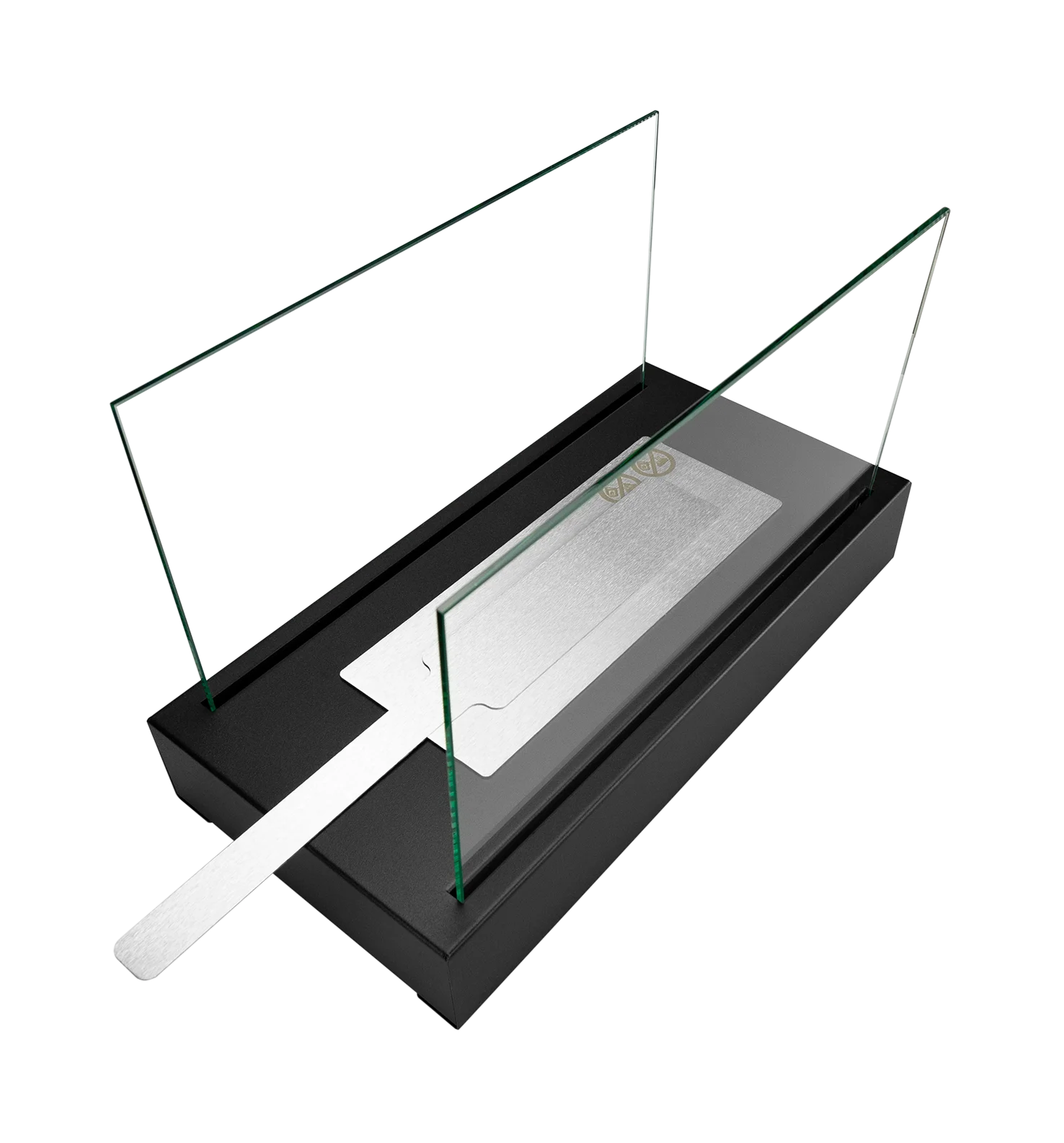 sort bord biopejs med slukkeskinne og sideglas