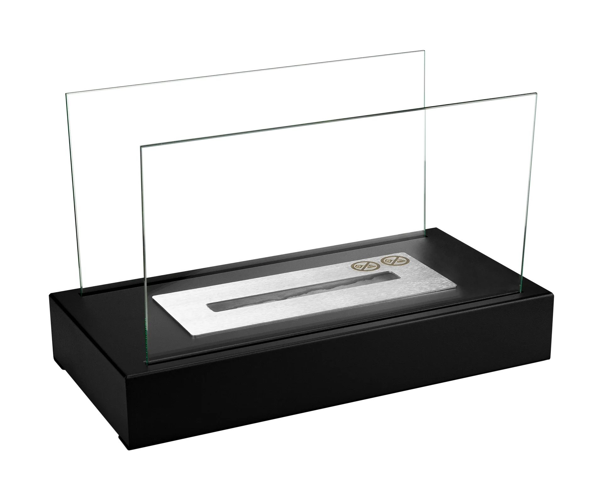 sort bord biopejs med sideglas på sløret baggrund