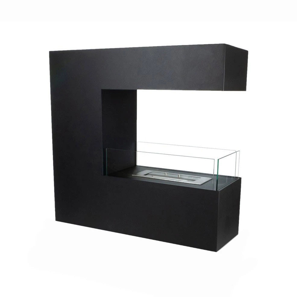 sort tre sidet indbygnings biopejs med frontglas
