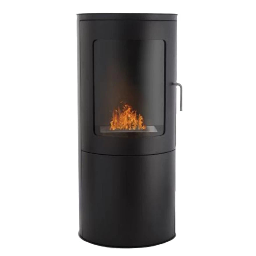 sort fritstående biopejs med flammer