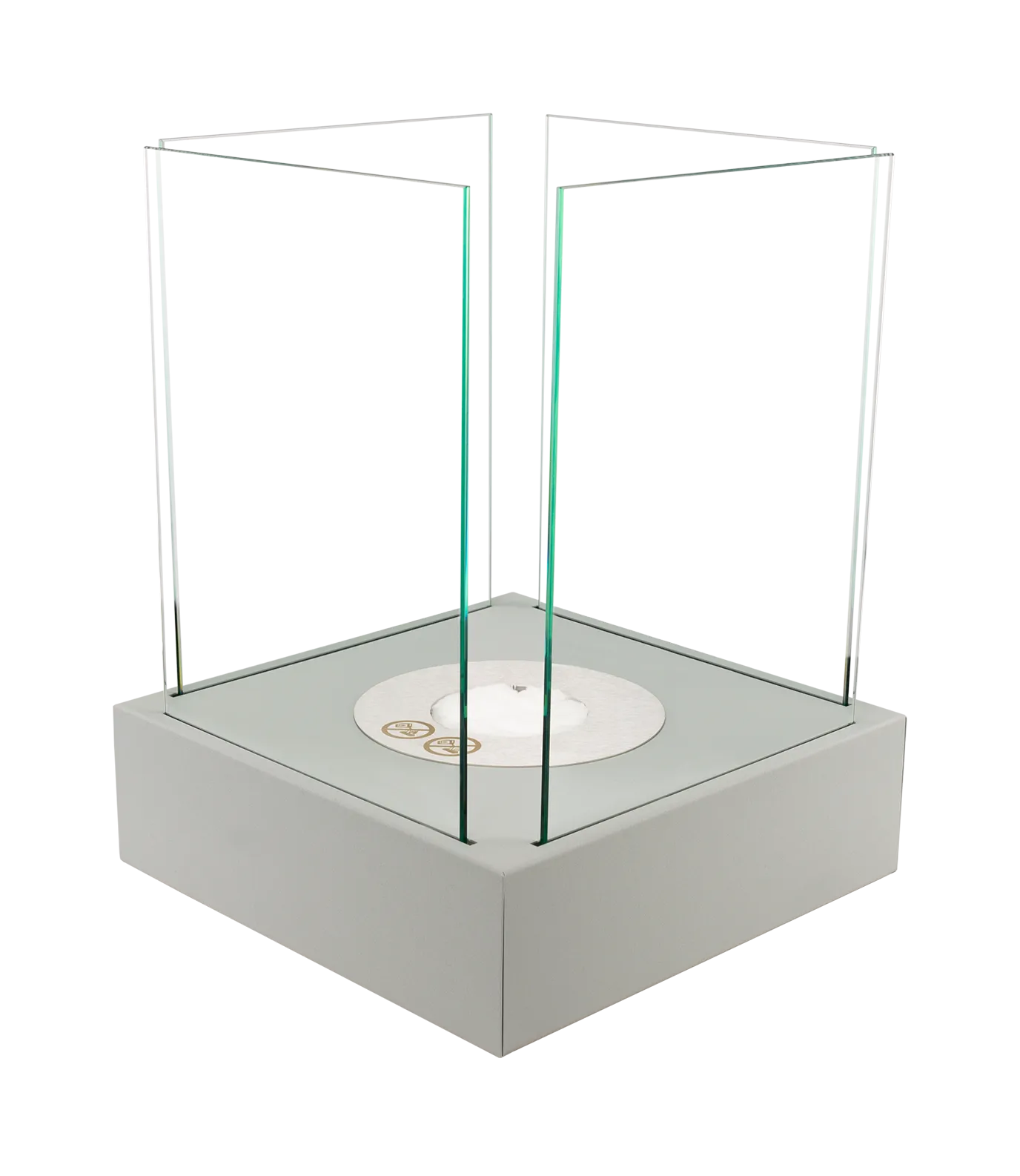 Hvid bordmodel biopejs med sideglas på sløret baggrund