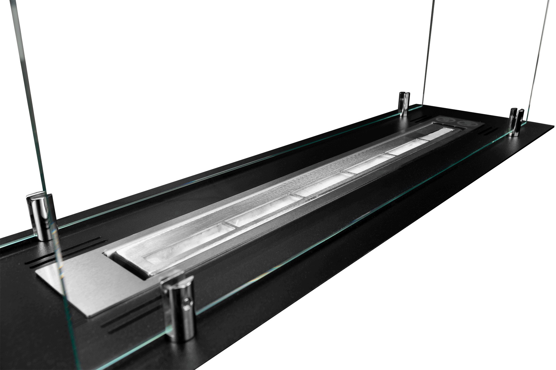 sort bordmonteret biopejs med sideglas og sløret baggrund