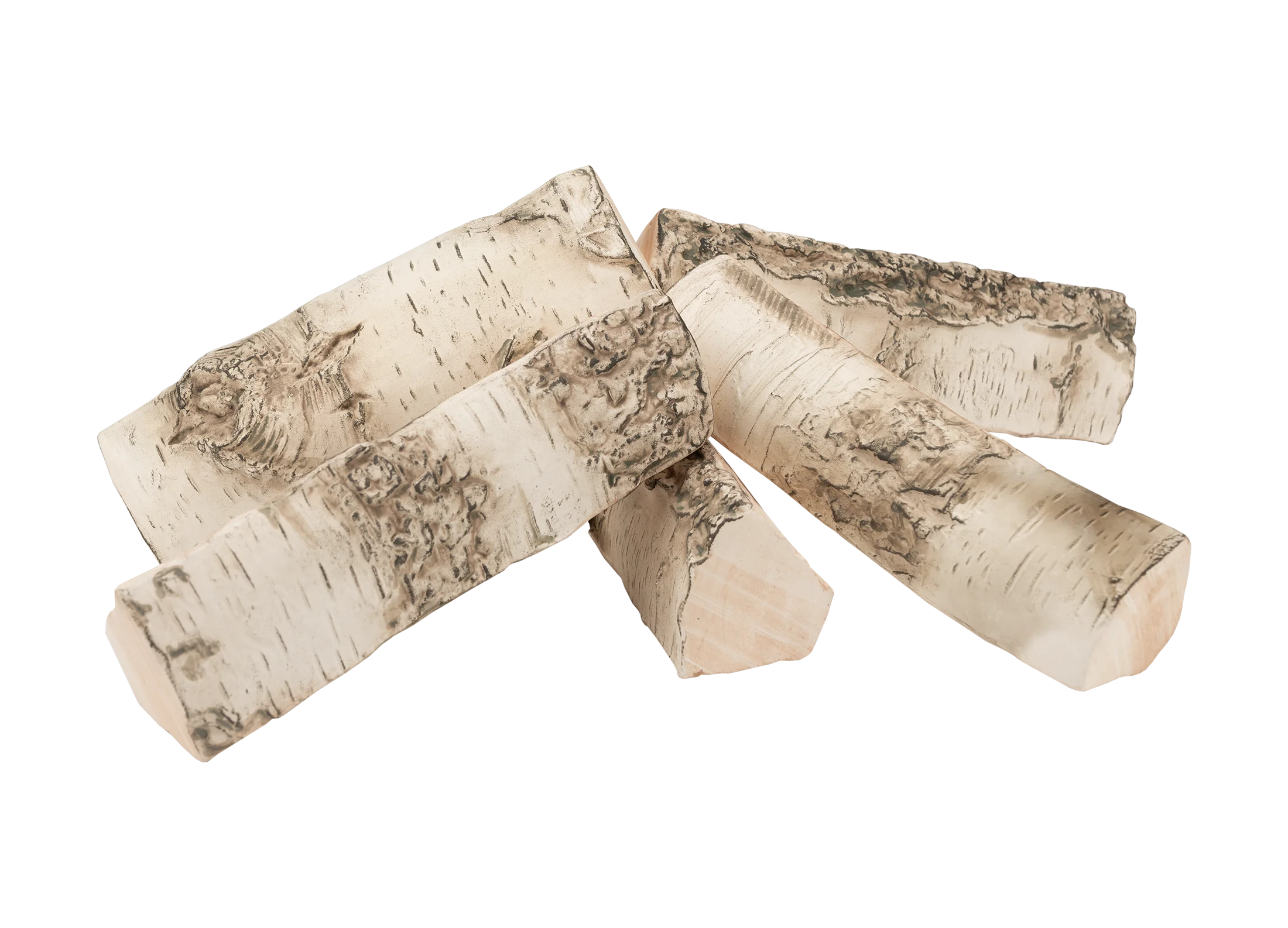 Keramisk dekoration birkebrænde 5 stykker (store)