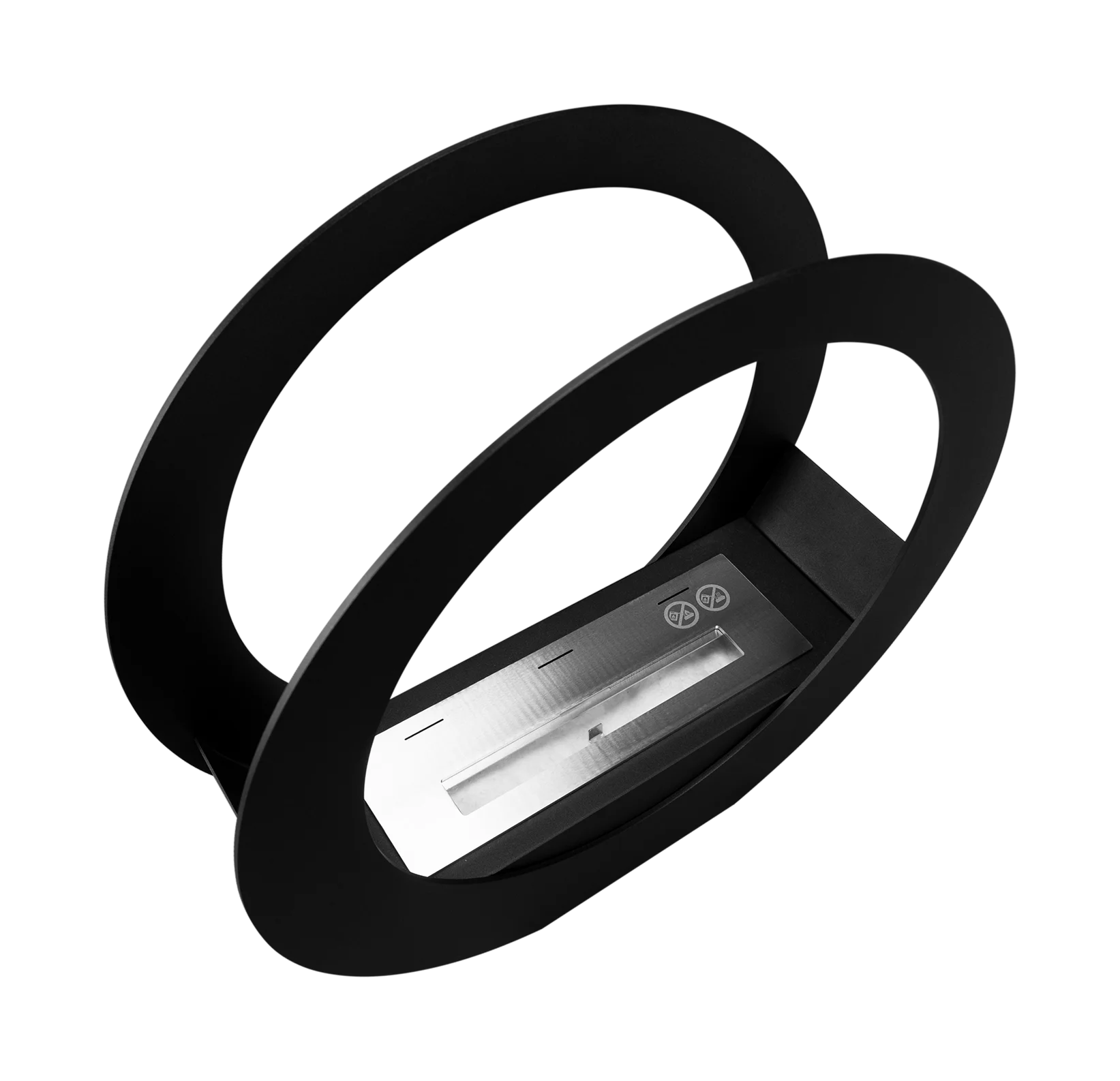 biopejs i sort med metal brænder