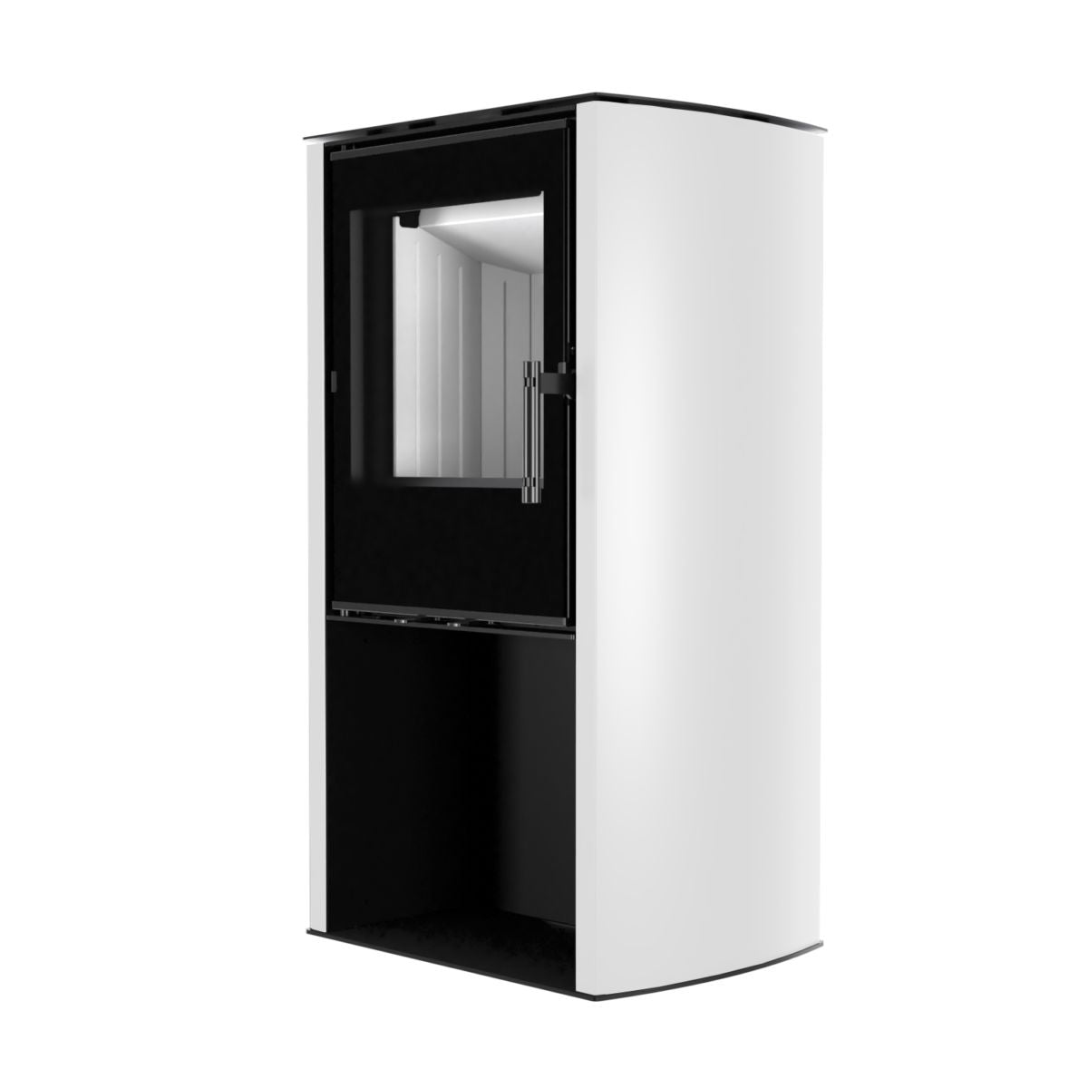 Cane Brændeovn 6,5 kW med hvide sidepaneler og 83% effektiv