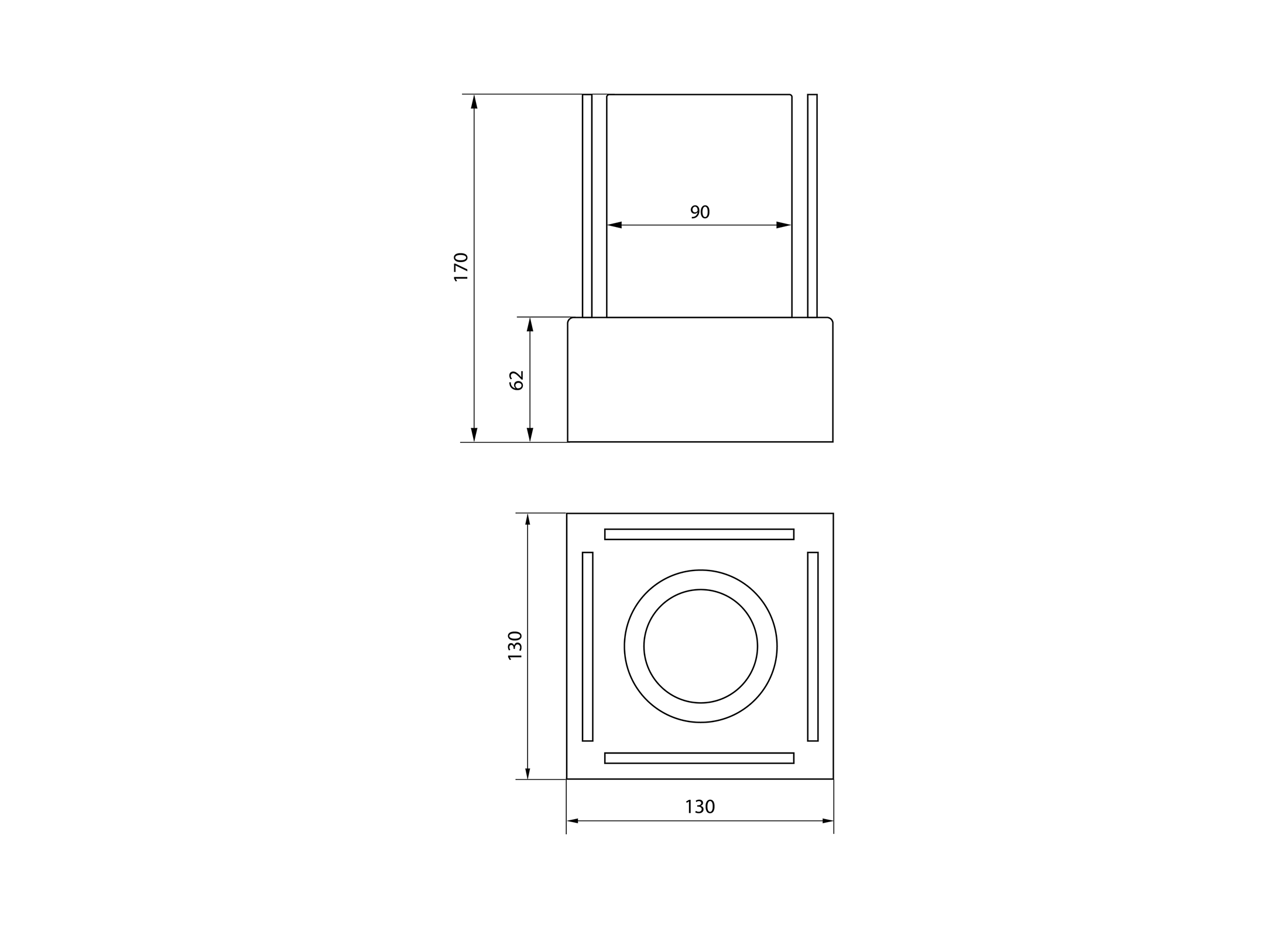 Tegning af bord biopejs model Nordic