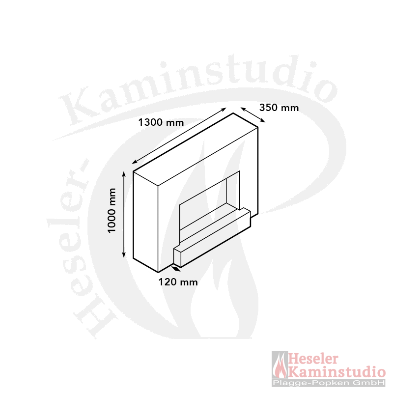 tegning af kamin med mål på