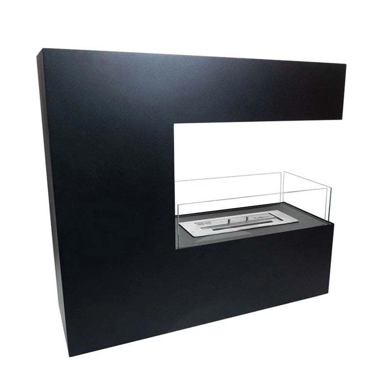 sort tre sidet indbygnings biopejs med frontglas
