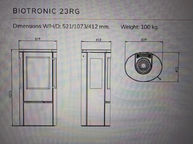 Tegninger af Terma Techs Biotronic 23RG. 